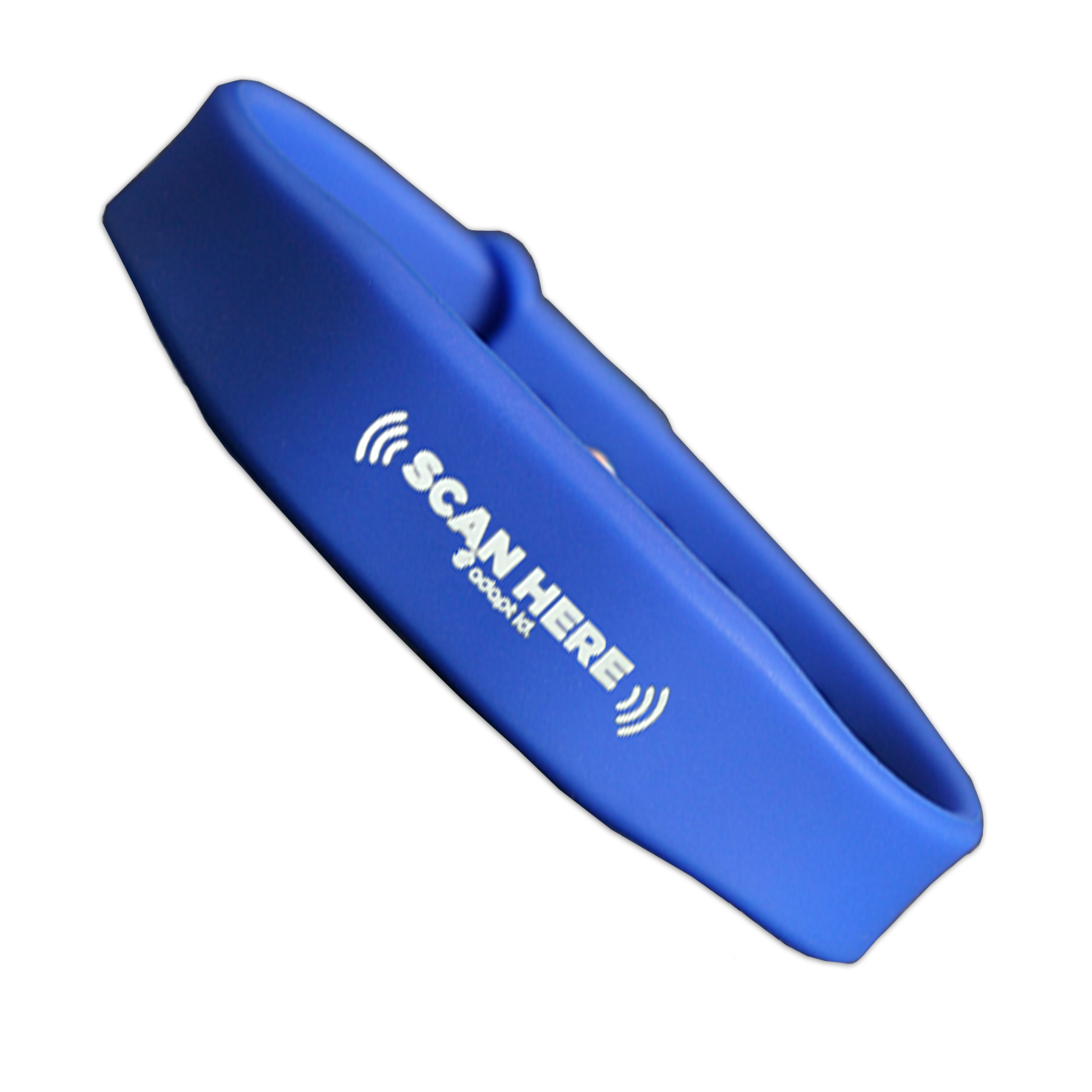 Contactless Silicone Blue Wristband With 'Scan Here' Wording